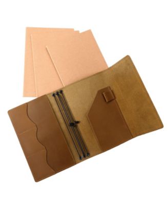 Genuine Leather Refillable Travel Journal Notebook With Card Slots Pen Holder