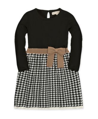 Little and Big Girls' (6-12) Organic Skater Sweater Dress with Bow