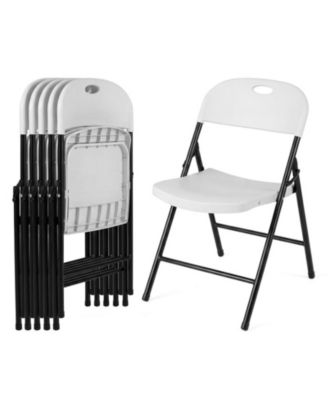 Set of 6 Foldable Plastic Chairs with Ergonomic Backrest and Carry Handle