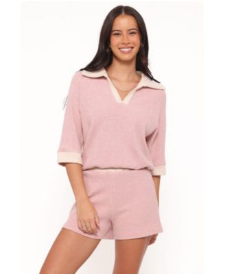 Women's Greta Knitted V-Neck Top and Shorts, 2-Piece Set