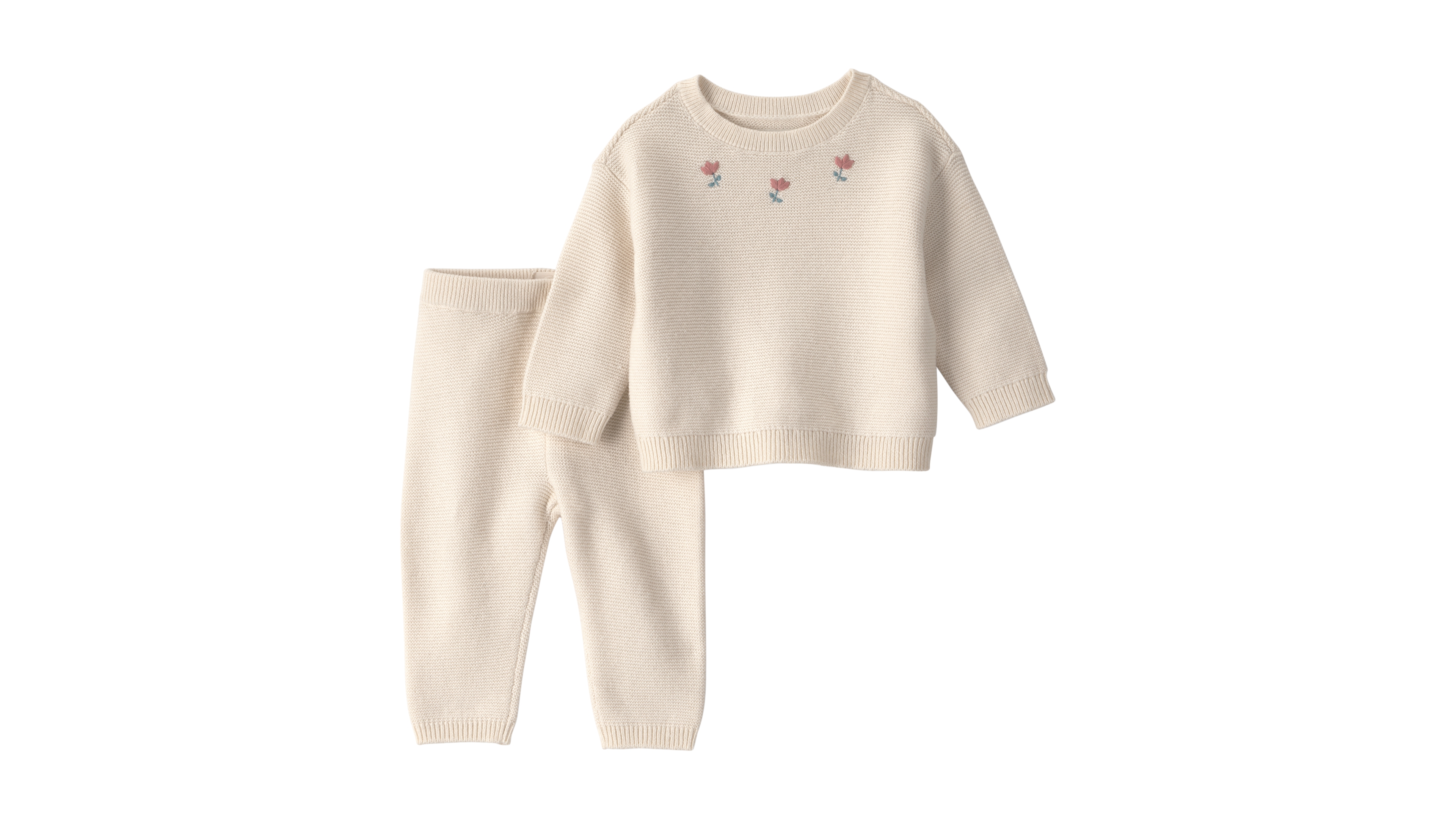 Little Planet by Carter's Baby Girls' Sweater Knit Floral-Embroidered and Pants, 2-Piece Set