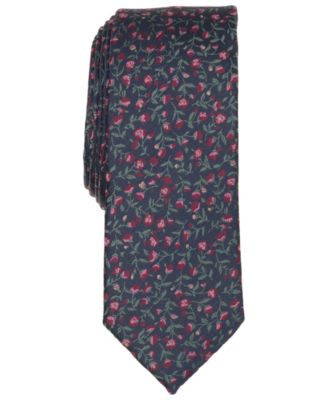 Men's Floral-Print Skinny Tie