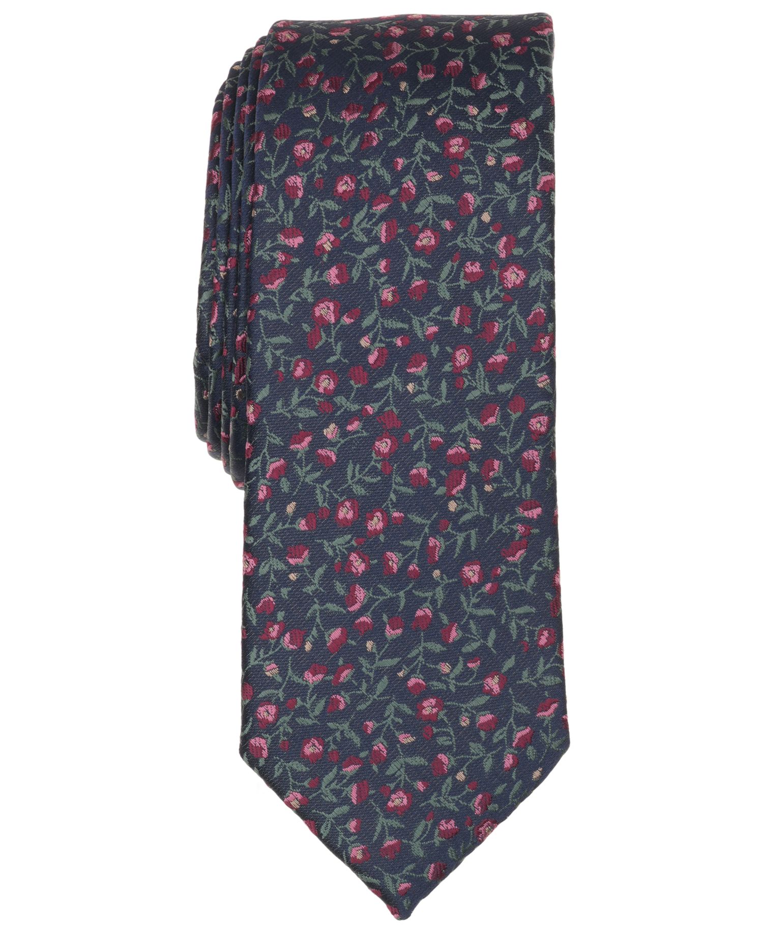 Men's Floral-Print Skinny Tie