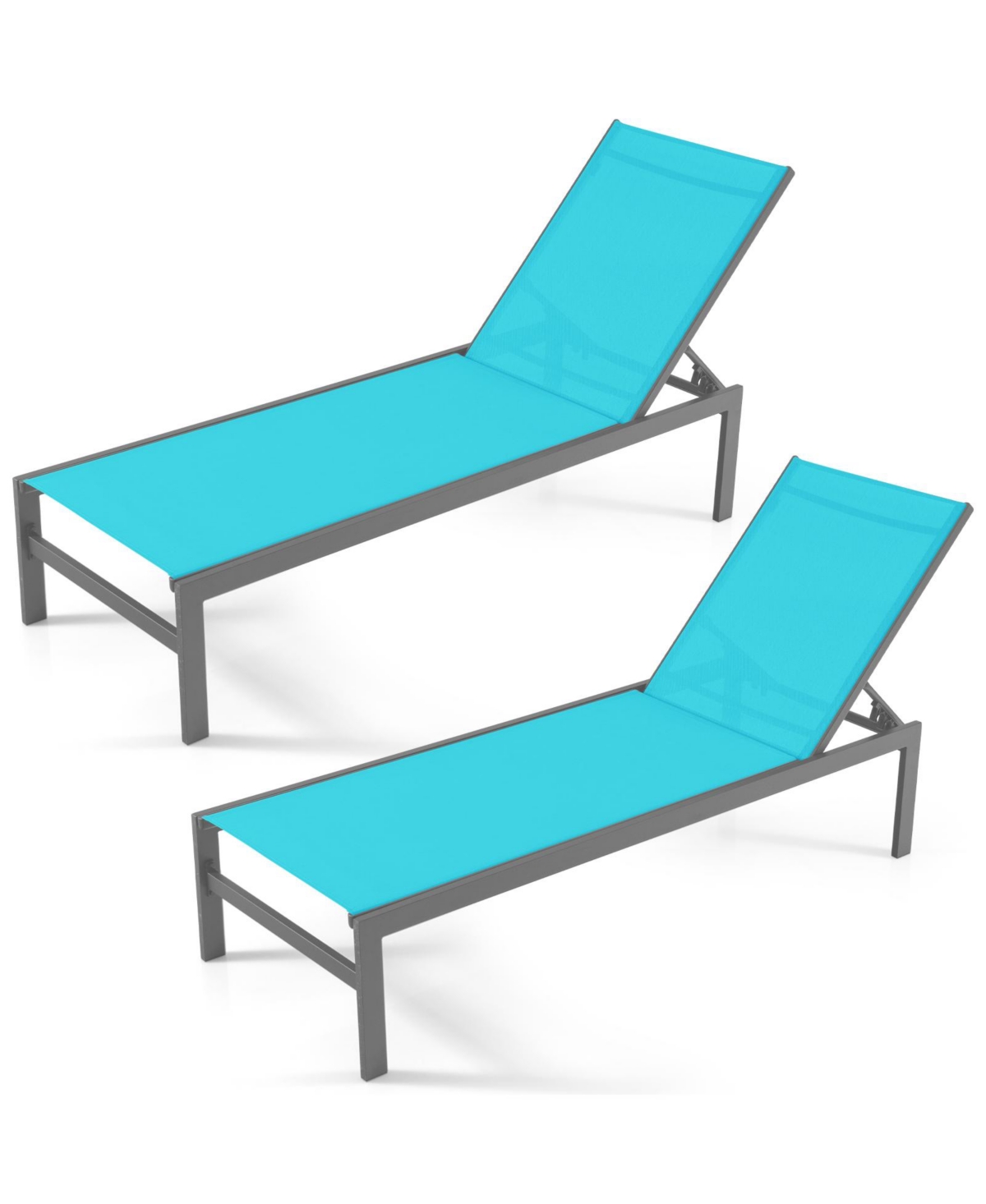 Costway Patio 6-Position Lounge Chair Chaise Aluminium Adjust Recliner