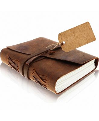 Full Grain Buffalo Leather Embossed Tree Of Life Lined Notebook Handstitched Binding