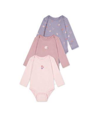 Baby Girls 3M-24M Three Pack Cotton Onesie Purple Hedgehog Print