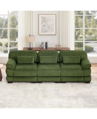 Minimalist Modular Sectional Couch, 3-Seater Sofa, Comfy Thick Seat Cushions, Breathable Corduroy Fabric, for Living Room Bedroom Apartment