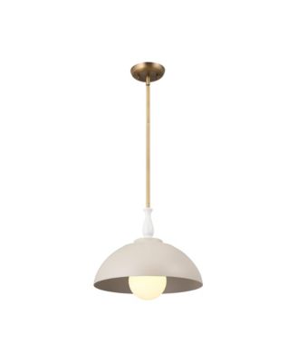 Fira 14" Wide Brass Pendant Light with Greige Shade