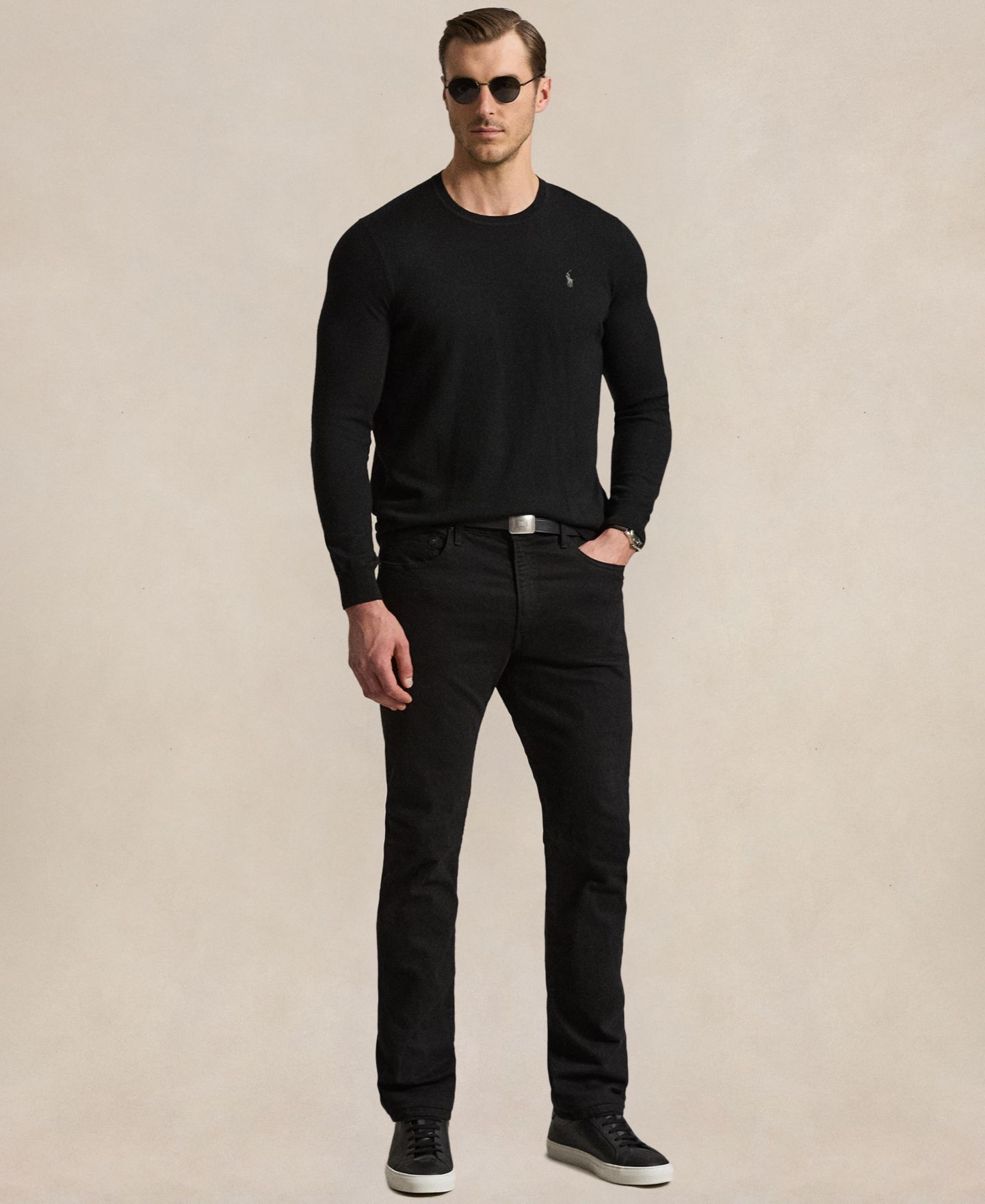 Мужской свитер Polo Ralph Lauren Big & Tall Regular-Fit Wool Crewneck, цвет: Чёрный — фото 2