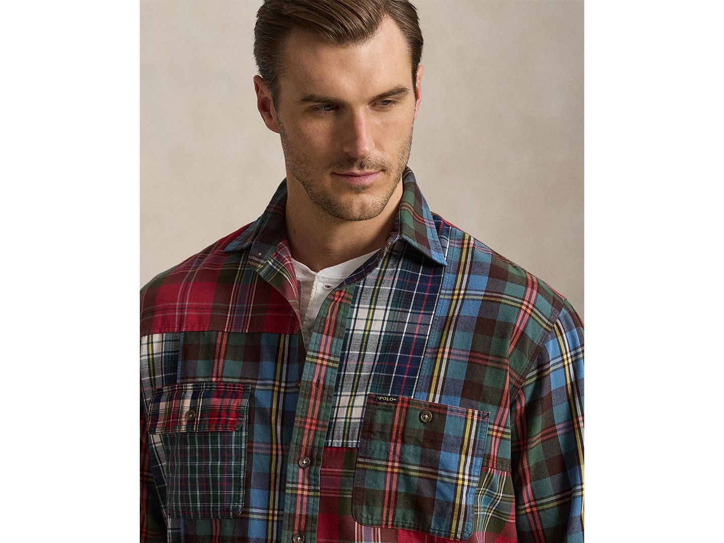 Мужская рубашка Polo Ralph Lauren оксфорд в клетку пэчворк, цвет: 7340 Pieced Ancient Tartan — фото 3
