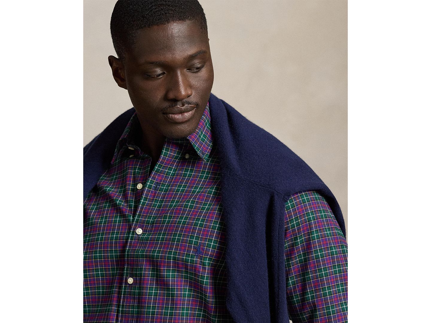 Мужская рубашка Polo Ralph Lauren Big & Tall Cotton Twill, цвет: Мох фиолетовый — фото 2