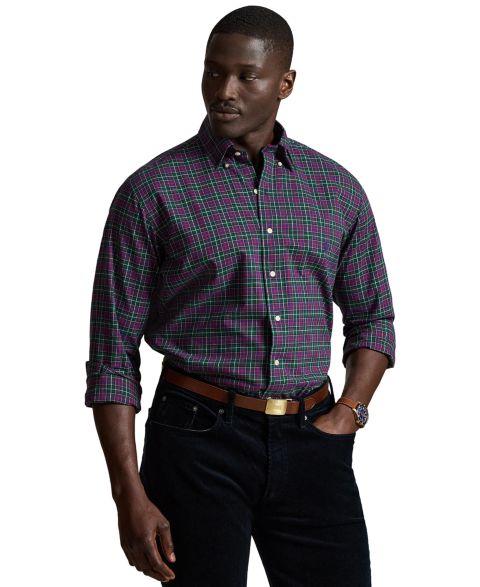 Мужская рубашка Polo Ralph Lauren Big & Tall Cotton Twill, цвет: Мох фиолетовый
