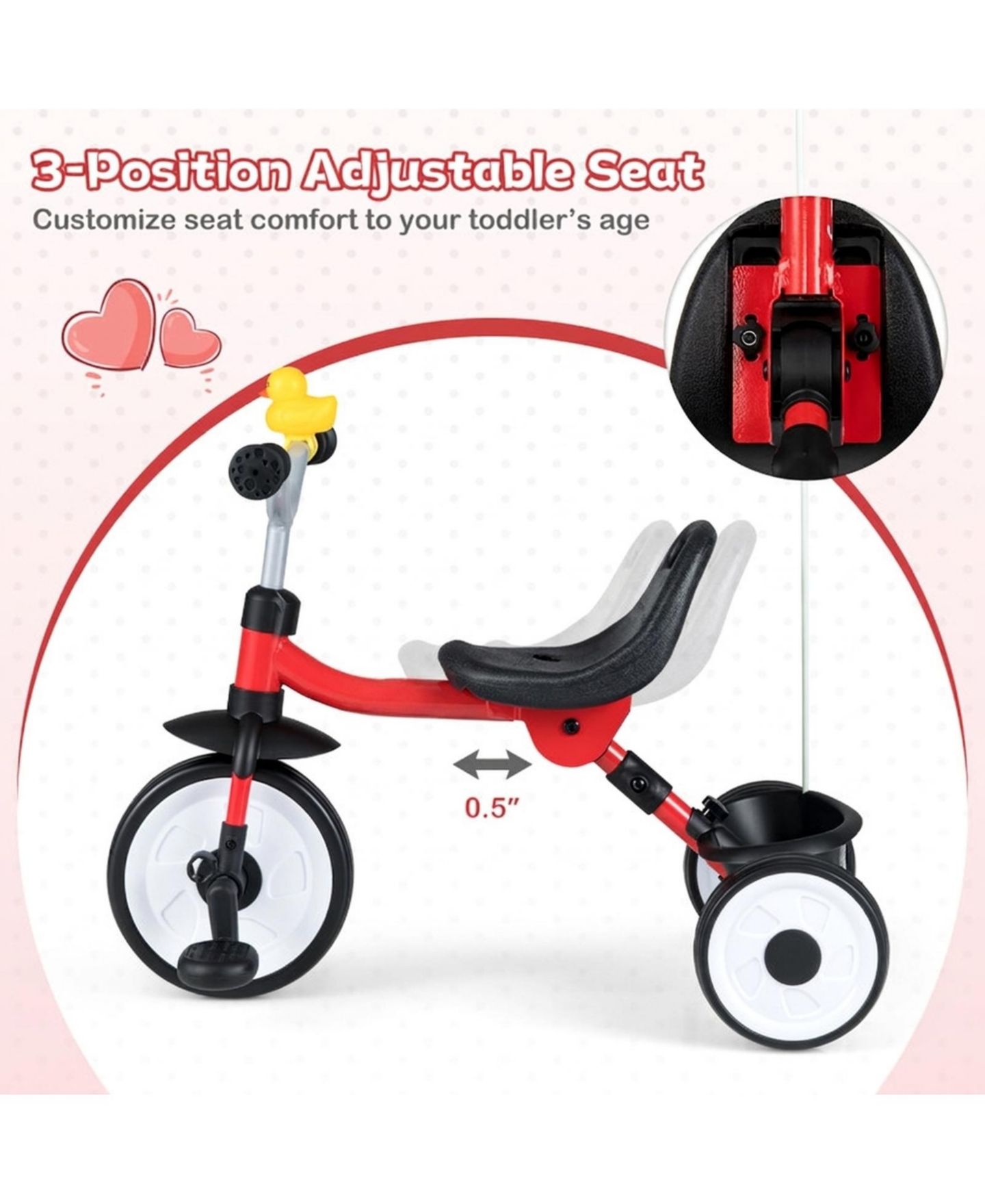Детская игрушка SUGIFT Convertible Light-Up Tricycle with Adjustable Seat, Ages 1-3, цвет: Красный — фото 7
