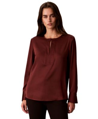 Women's Matte Satin Long-Sleeve Blouse