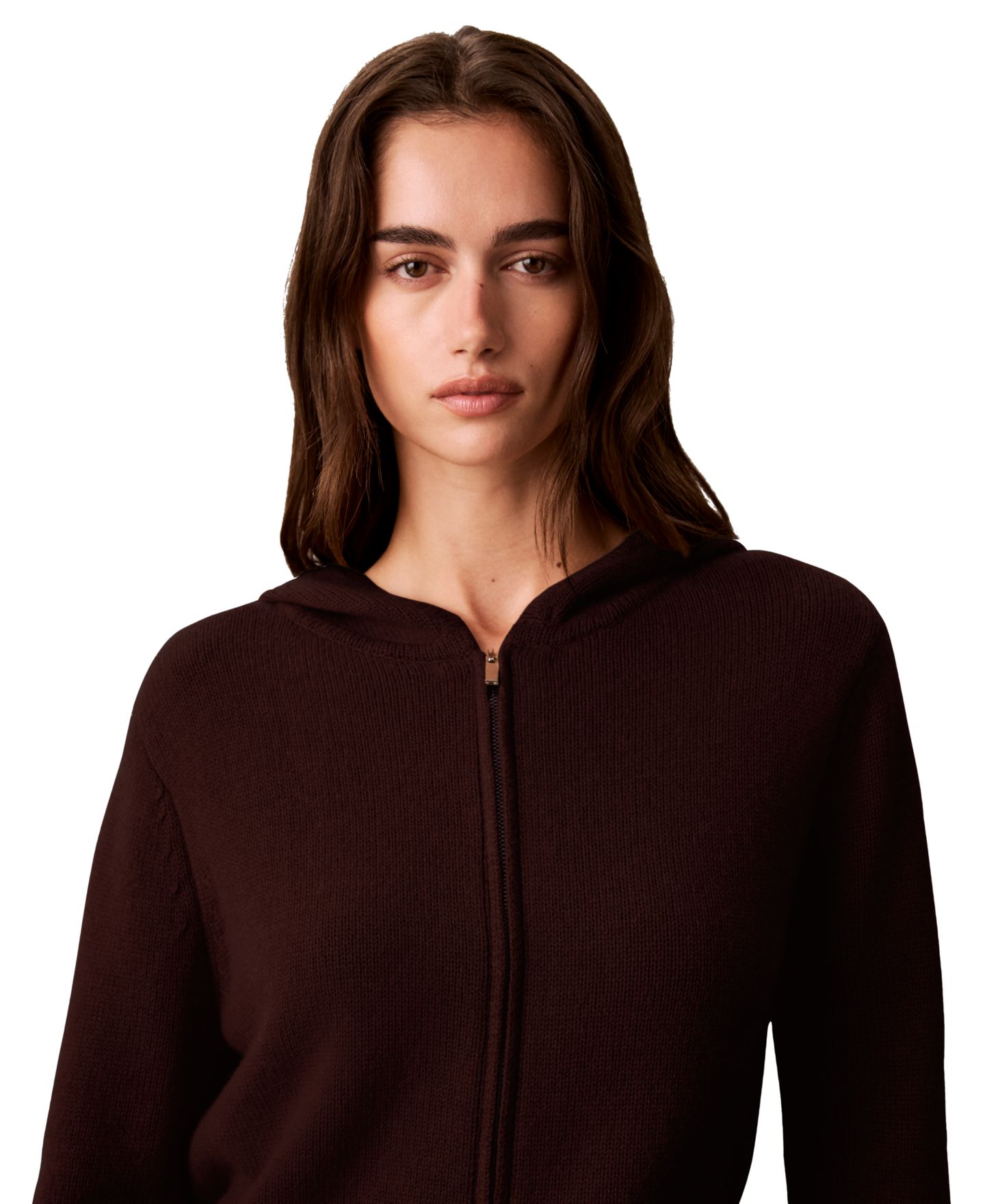 Женское худи Calvin Klein Lux Zip-Up, цвет: Красное дерево красный — фото 4