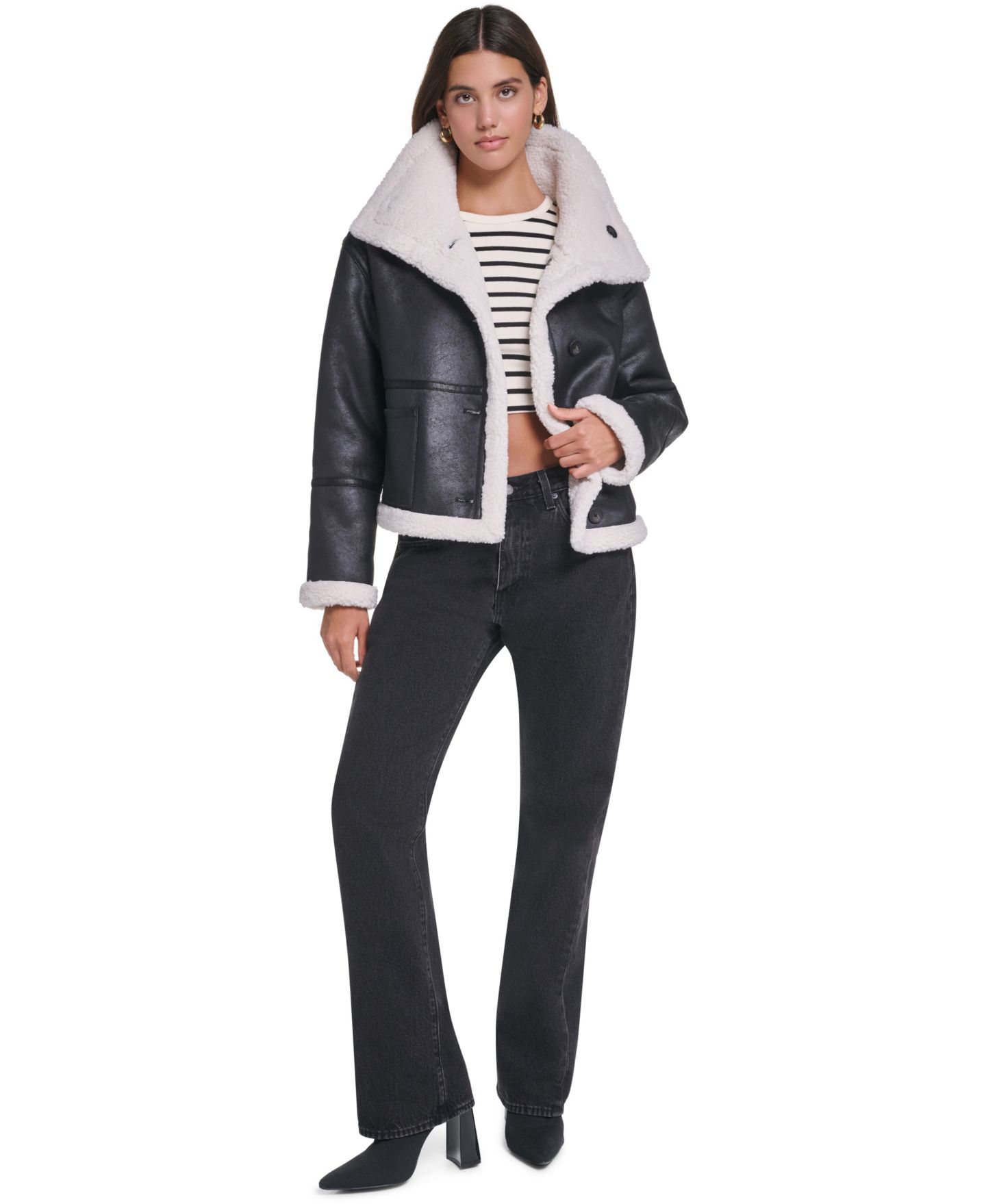 Женская куртка Levi's Reversible Faux Shearling, цвет: Берёзовый чёрный — фото 6