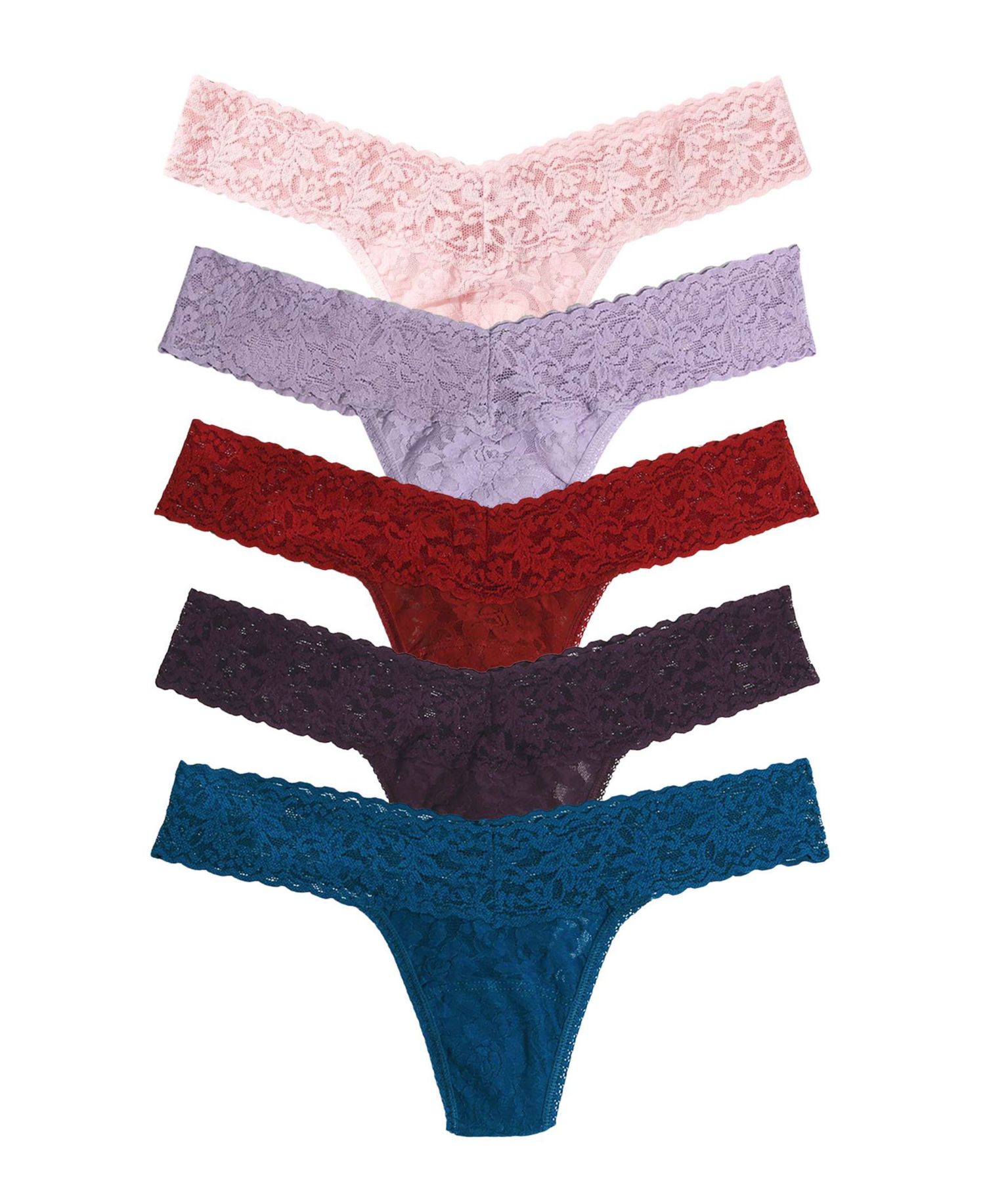 Garden Party Low-Rise Lace Thong, 5-Pack