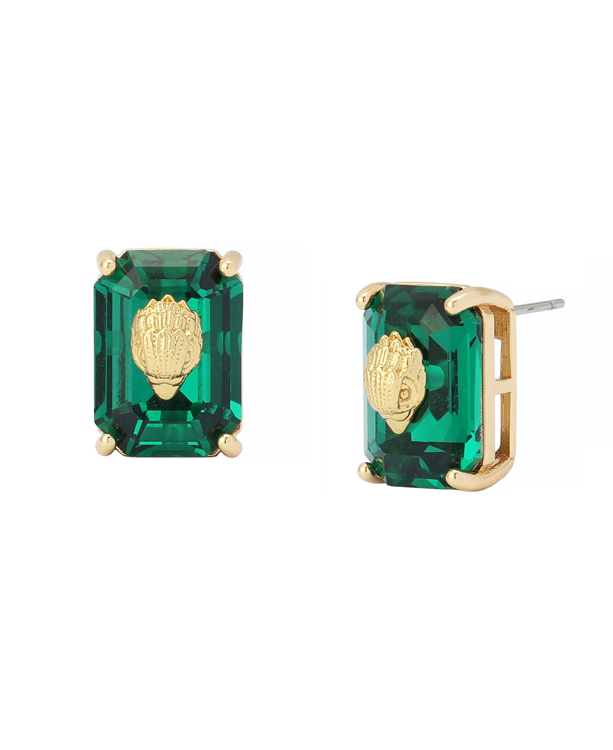 Emerald-Cut Faux Crystal Signature Eagle Stud Earrings