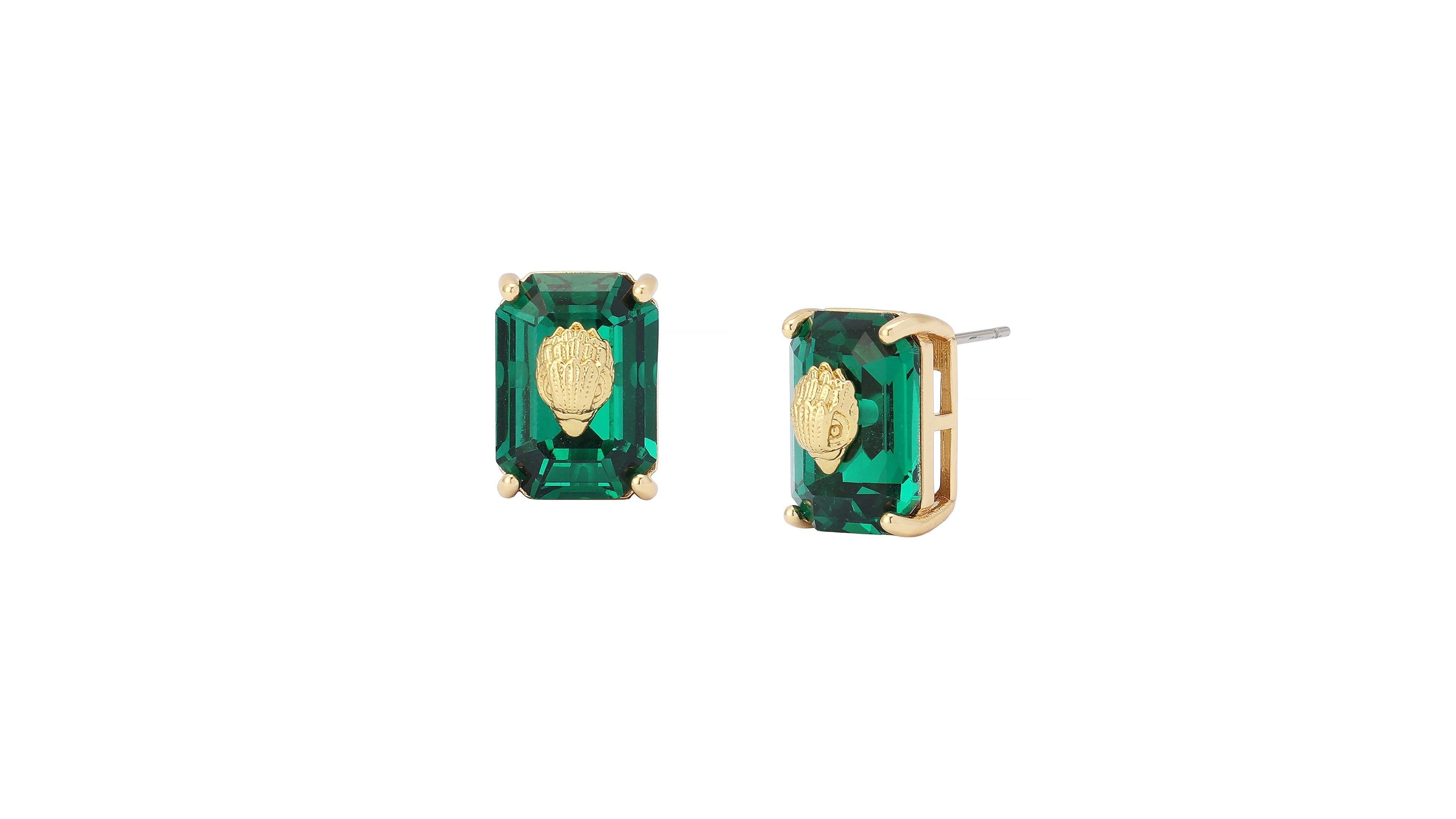 Emerald-Cut Faux Crystal Signature Eagle Stud Earrings
