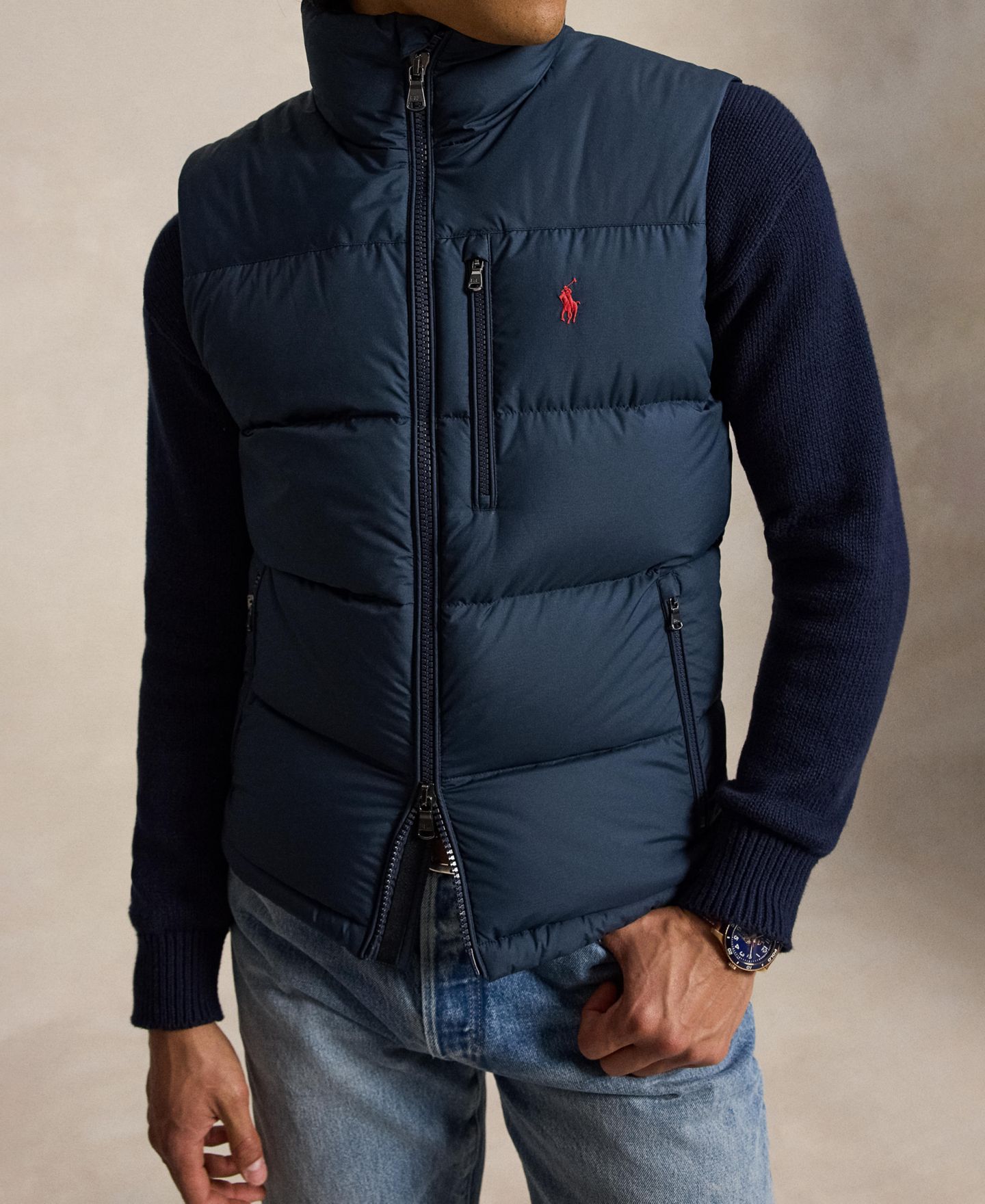 Мужской пуховый жилет Polo Ralph Lauren The Gorham, цвет: Тёмно-синий — фото 2