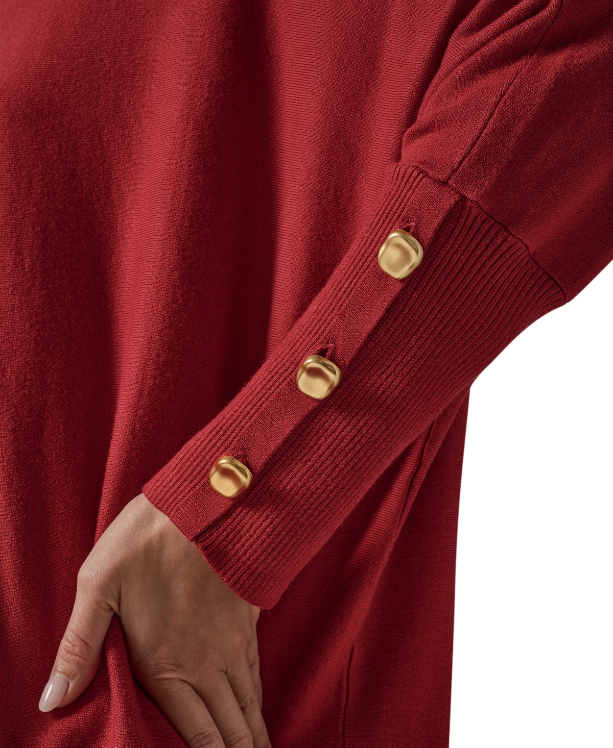 Donna Karan New York Petite Turtleneck Oversized Long-Sleeve Poncho
