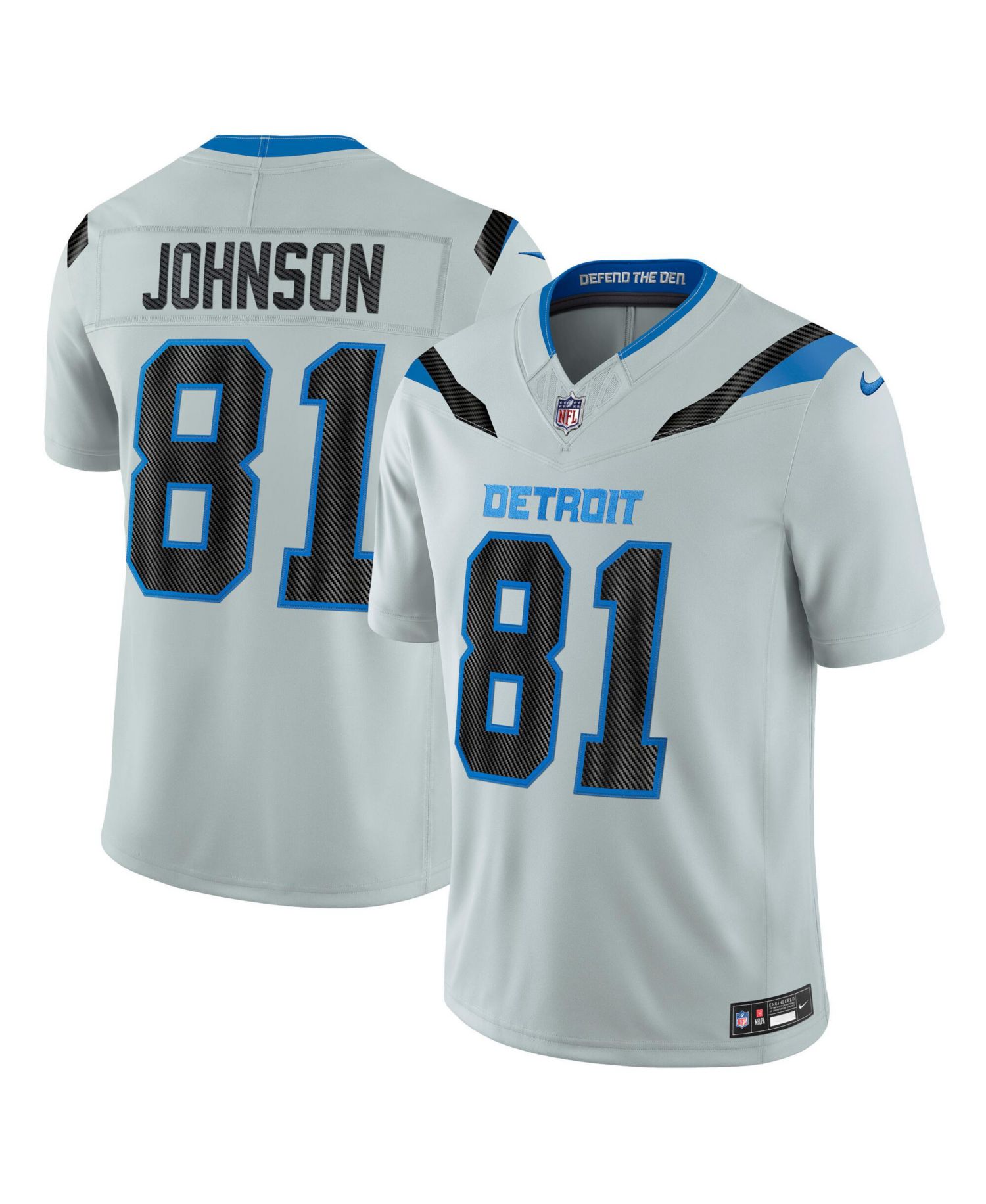 Men's Calvin Johnson Silver Detroit Lions 2026 Rivalries Collection Vapor F.U.S.E Stitched Limited Jersey