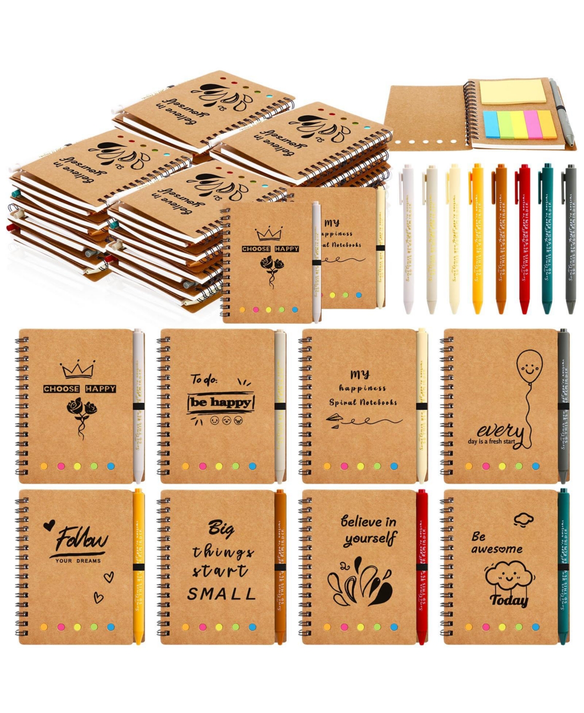 Danrong 32 Set Bulk Inspirational Notebook And Pen Teacher Appreciation Gift Set
