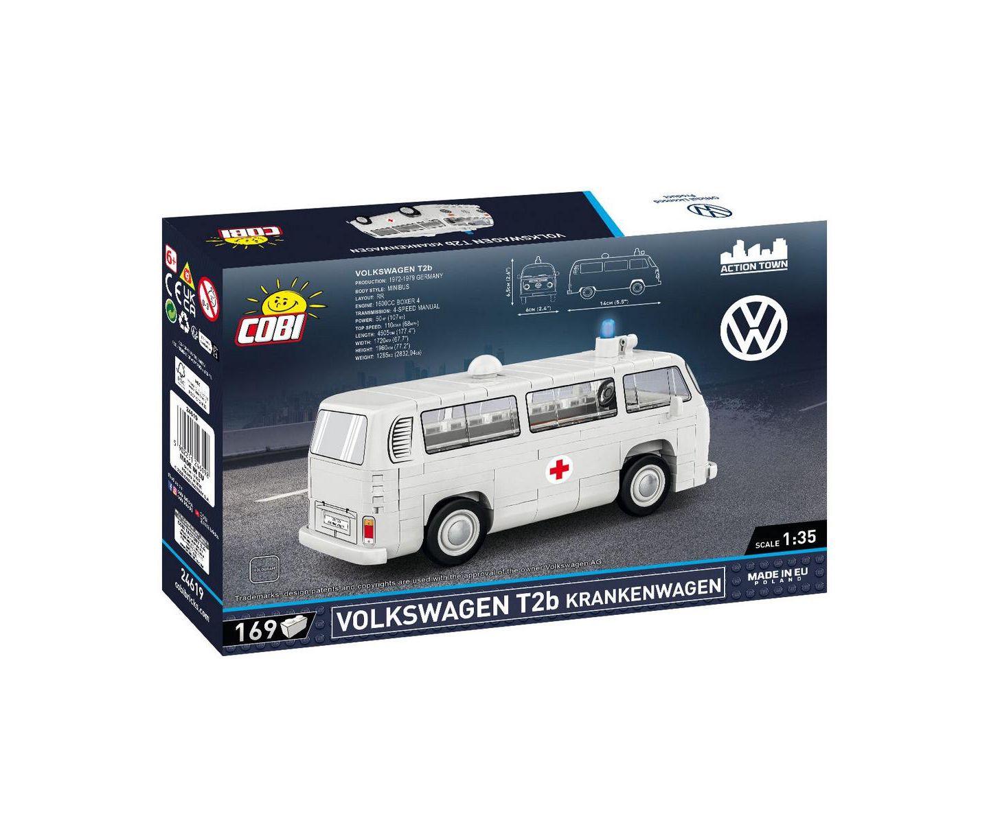 Детский конструктор COBI Action Town Volkswagen T2B Ambulance 169-Piece Building Set, Ages 7+ — фото 2