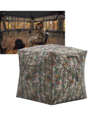Pop Up Hunting Blind 270degree(s) See-Through Panels, Portable Ground Tent, 2/3/4 Person Hunting Tent Weather-Resistant with Carry Bag