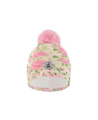 Little and Big Girl Pompom Fleece-Lined Beanie