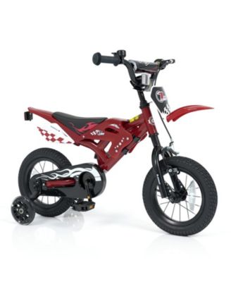 12 in Motorcycle-Inspired Kids' Bike with Detachable Training Wheels, 143 lb Capacity, Ages 3-4