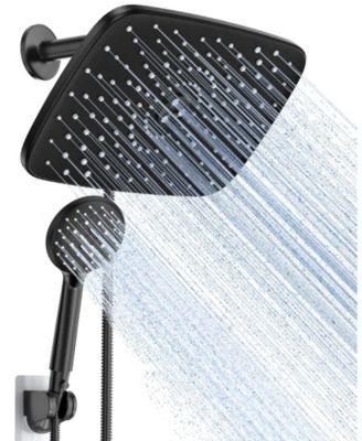 11.8" Rectangle Rain Shower Head Dual Handheld 6 Modes