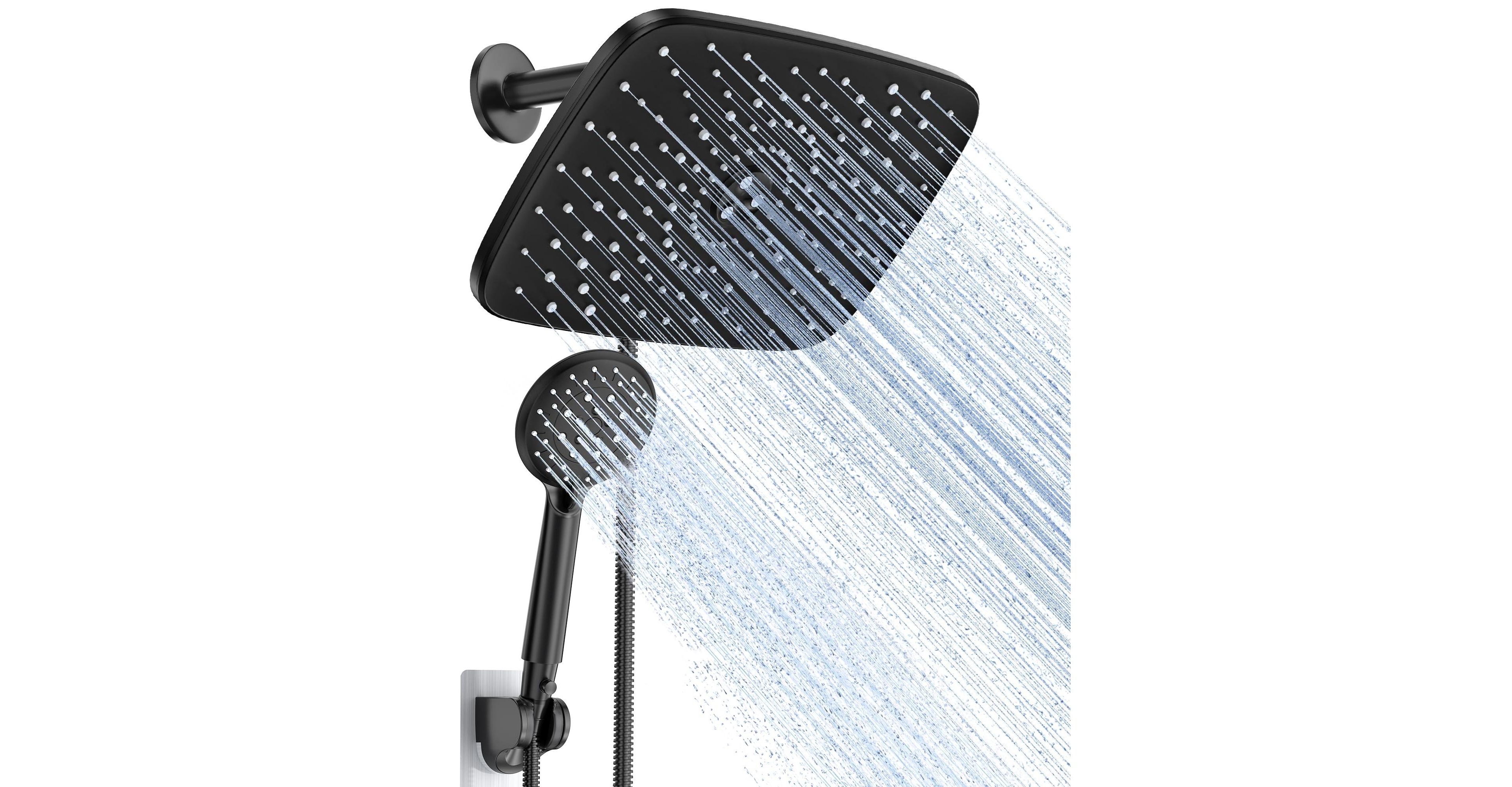 Cyqbd 11.8" Rectangle Rain Shower Head Dual Handheld 6 Modes