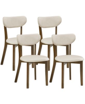 Set of 4 Dining Chairs with Solid Rubber Wood Frame and Padded Seats