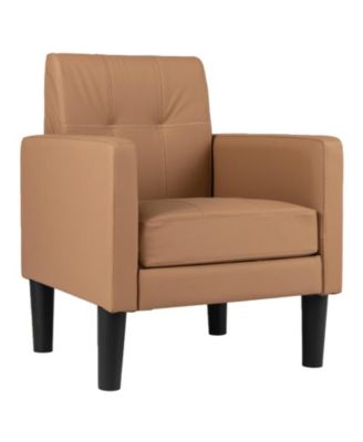 Modern PU Leather Accent Chair with Removable Seat Cushion