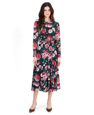 Women's Floral-Print A-Line Midi Dress