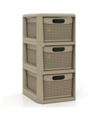 3-Drawer Wicker Pattern Storage Organizer for Small Spaces