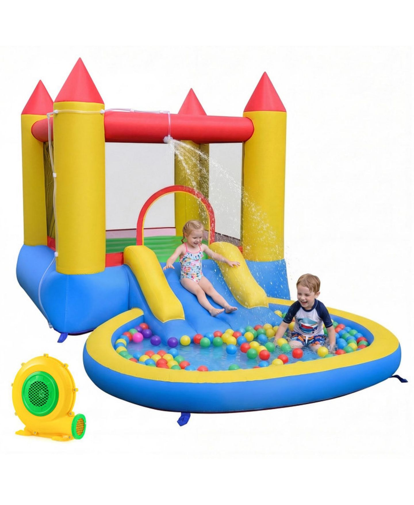 Детская игрушка SUGIFT Inflatable Bounce House With Water Slide Splash Pool, 142.5" x 77" x 76", With 370W Blower, Ages 3-10, цвет: Open Miscellaneous — фото 9