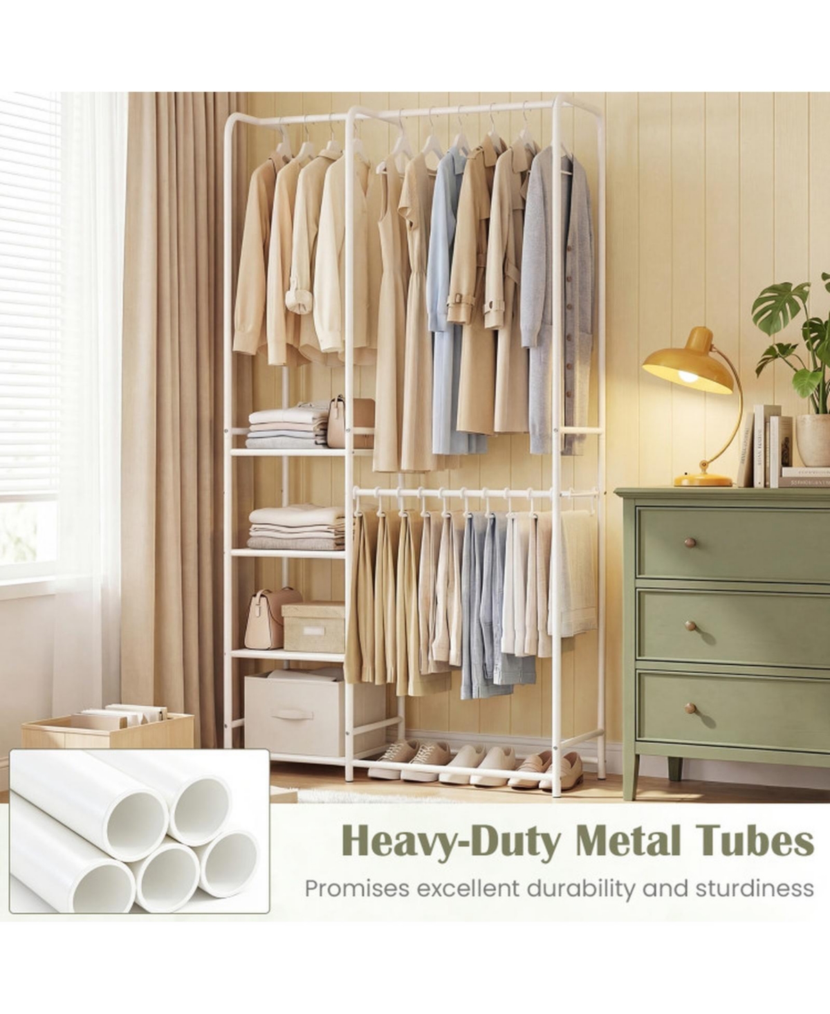 Hongge Portable Closet Organizer with Ten Removable Pants Hangers