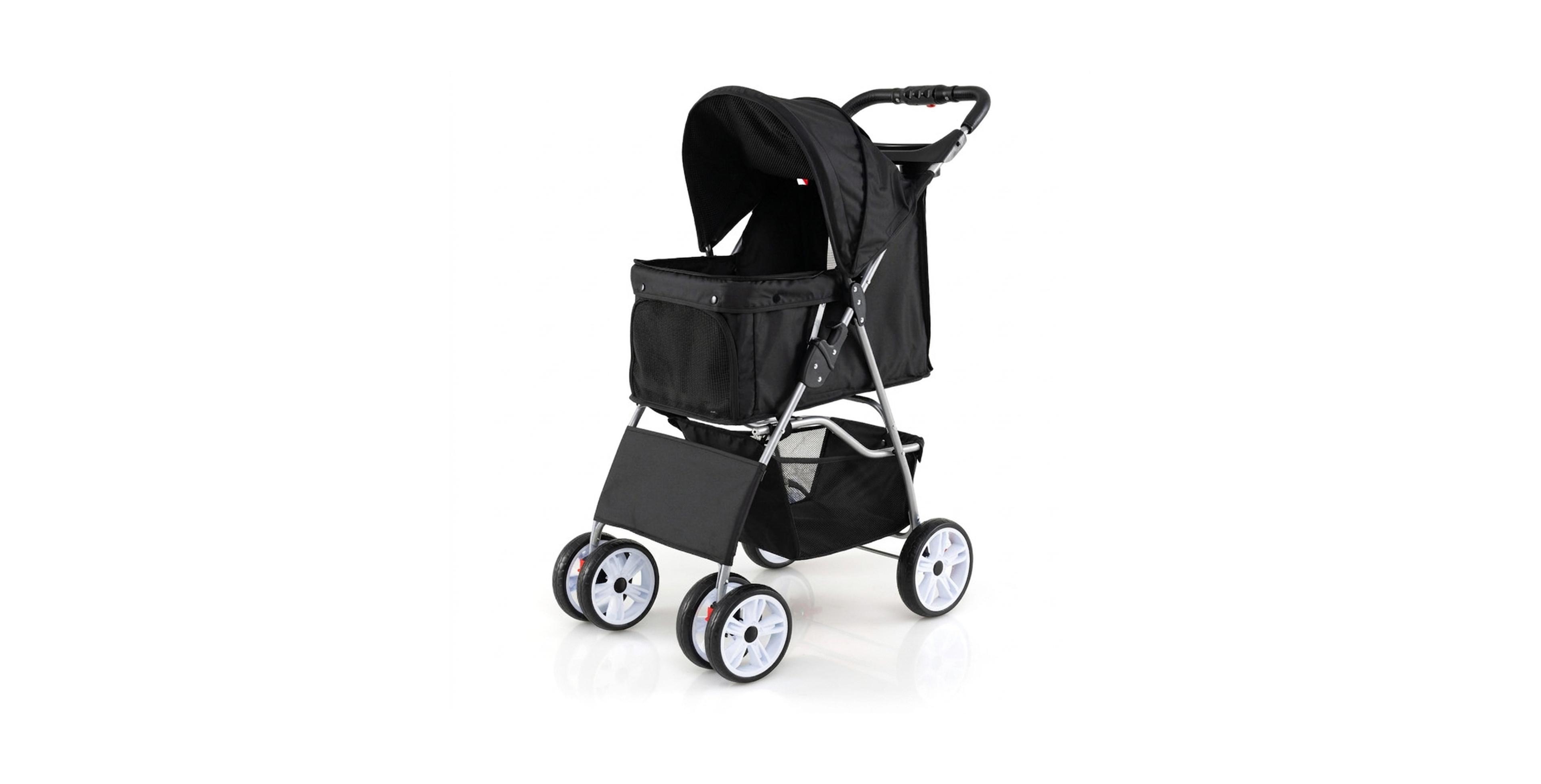 Hongge 4-Wheel Foldable Pet Stroller for Dogs up to 33 lbs