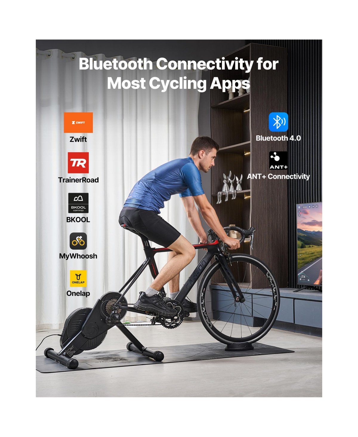 Hongge Smart Magnetic Bike Trainer 13 Resistance Levels for 26 to 29 in and 700C Wheels Compatible with Zwift