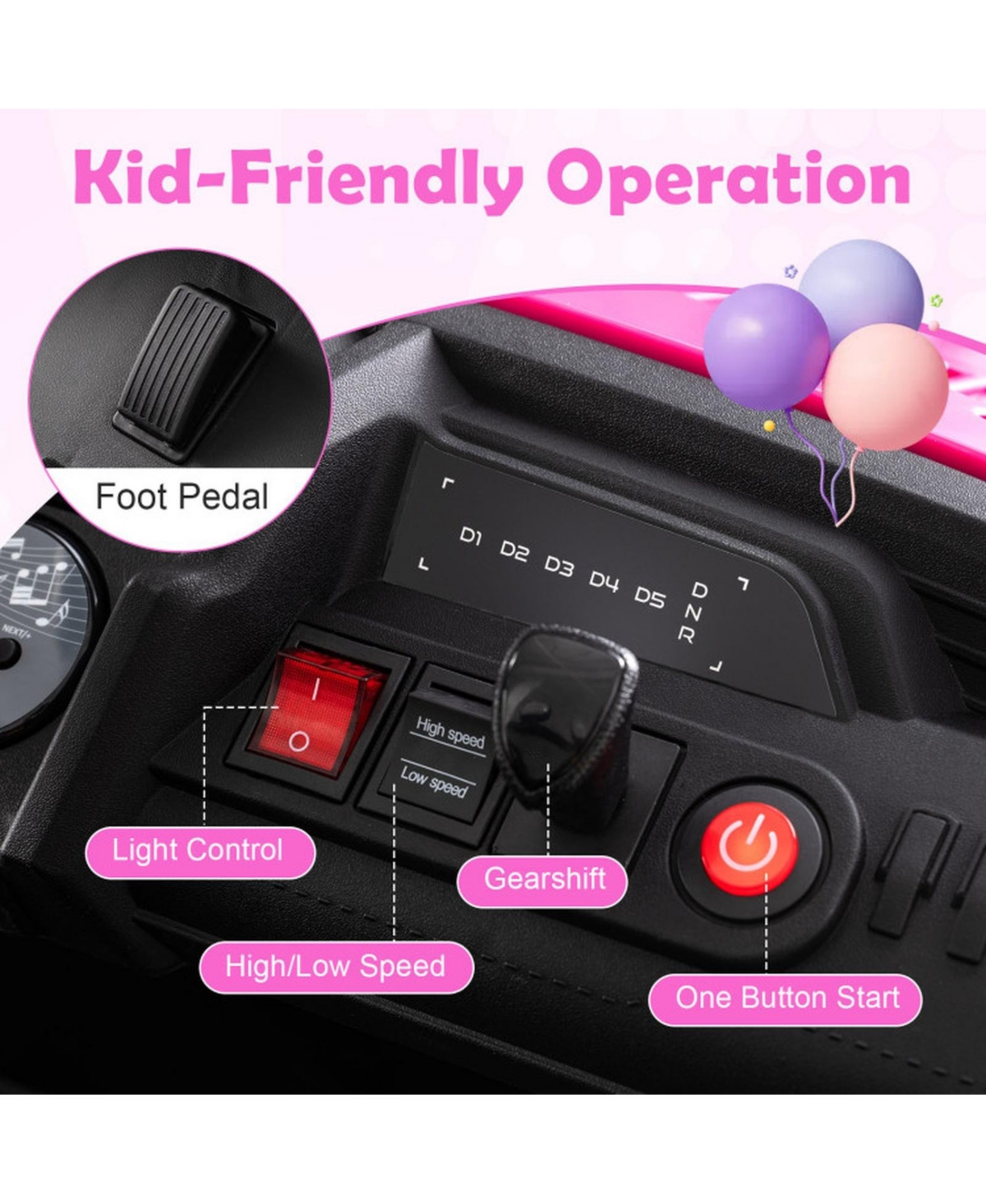 Hongge 24V 2-Seater Remote Control Kids' Ride-On Utv Truck, 88 lbs Capacity, Ages 3-7