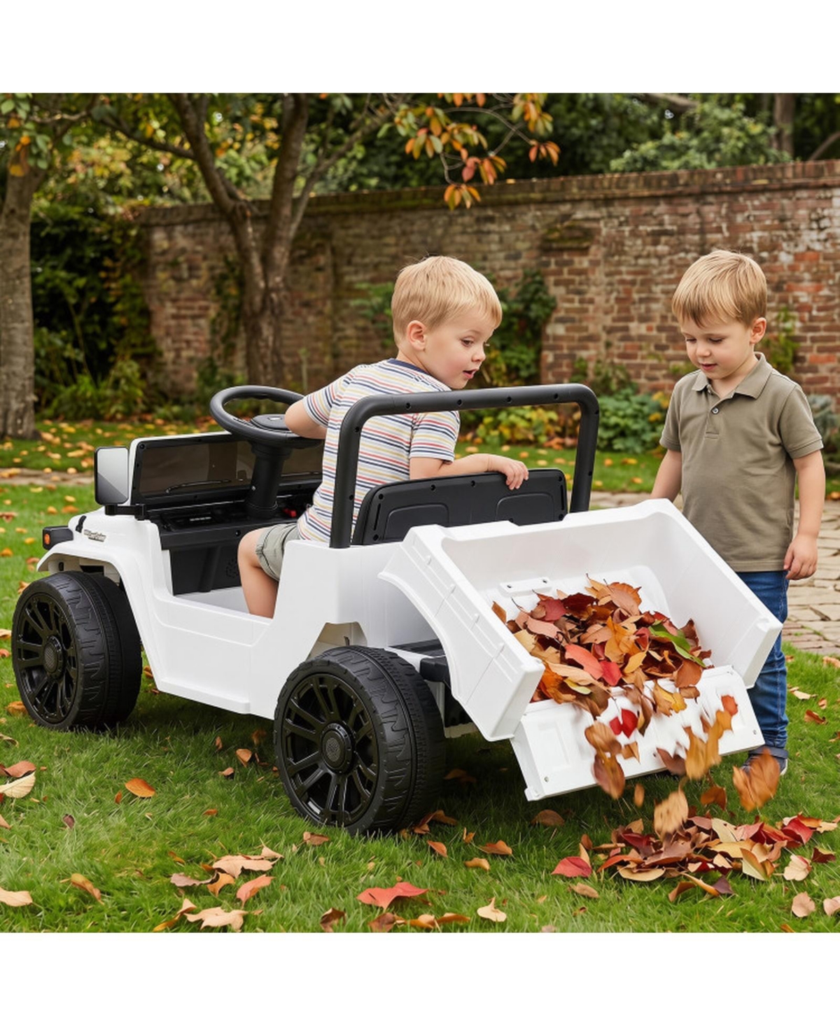 Hongge 12V Kids' Electric Dump-Bed Remote-Control Ride-On Pickup Truck, 66 lbs Capacity, Ages 3-6
