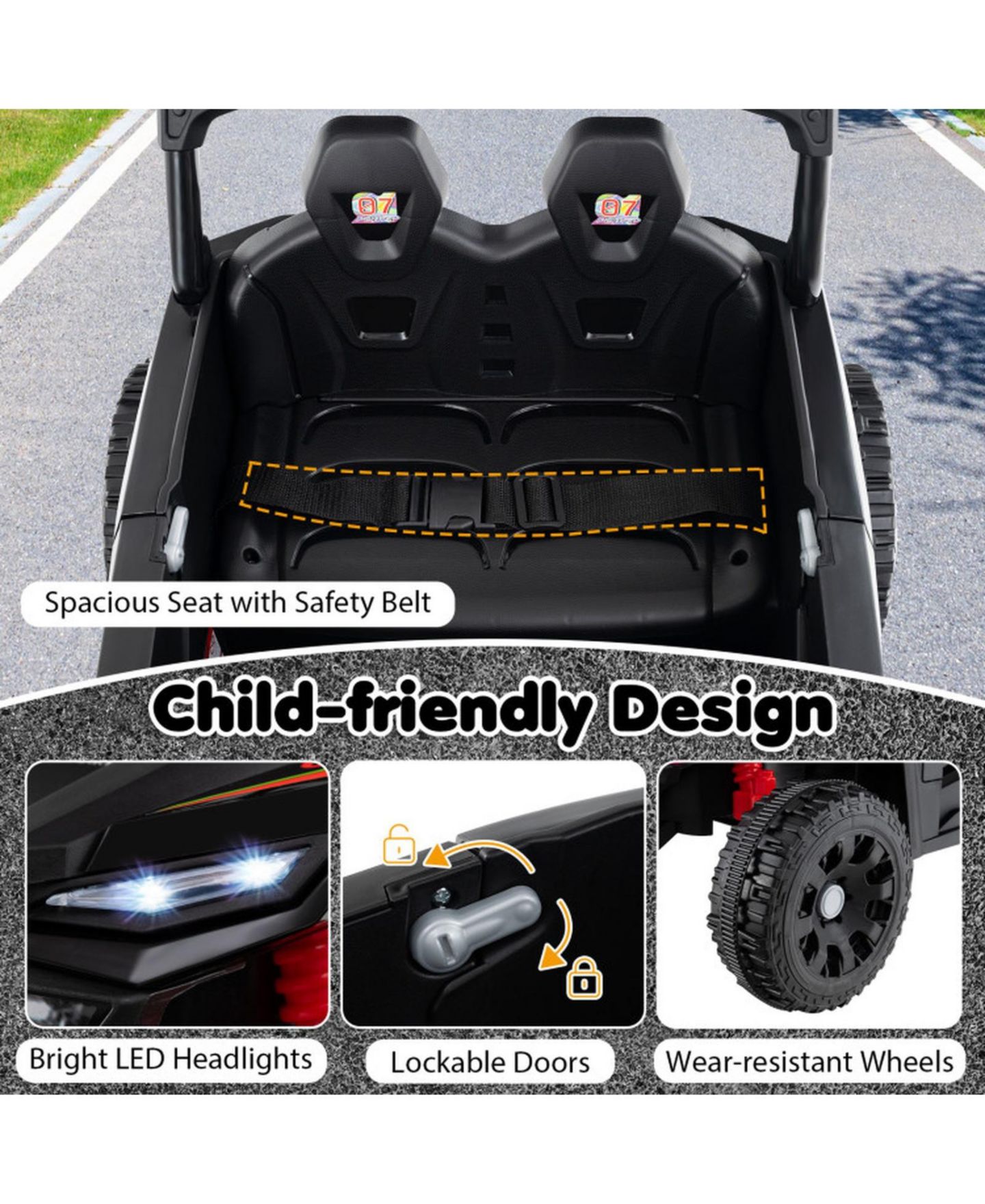 Детская игрушка HONGGE 12V Kids Ride-On Tractor with Detachable Trailer Parent Remote and LED Lights, цвет: Тёмный серый — фото 5
