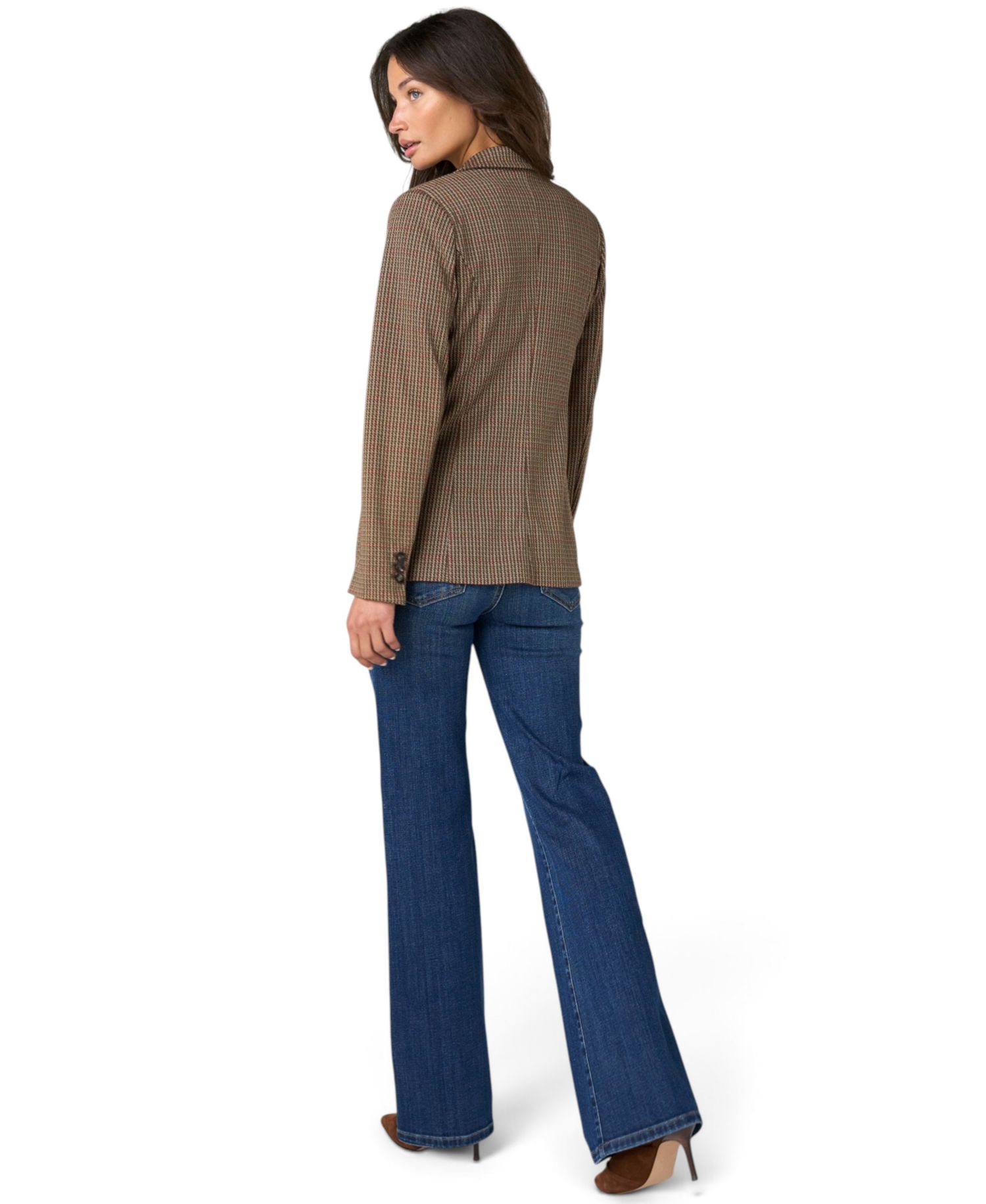 Women's Houndstooth Fitted Stretch Blazer