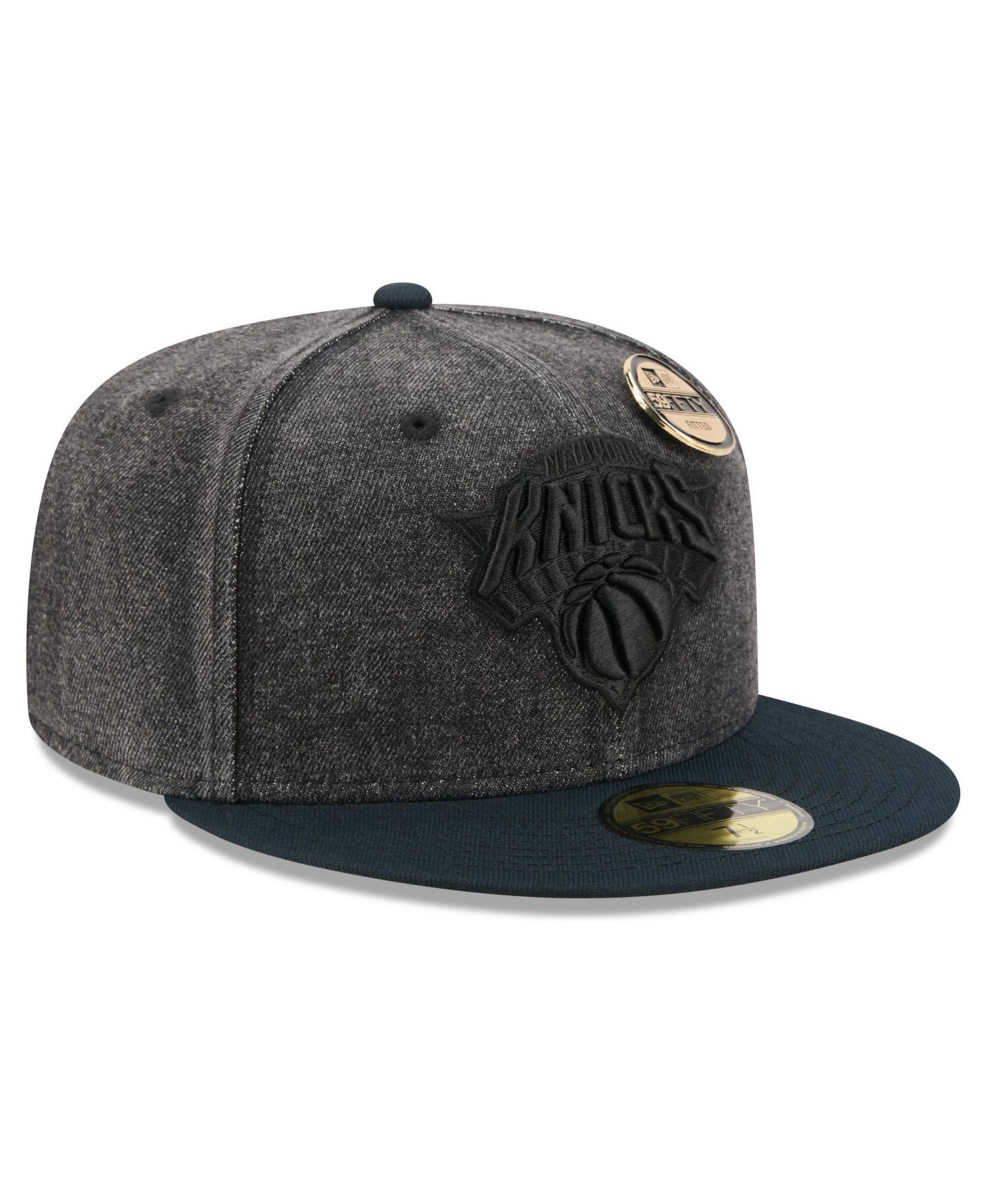 Men's Black New York Knicks Washed Denim 59FIFTY Fitted Hat