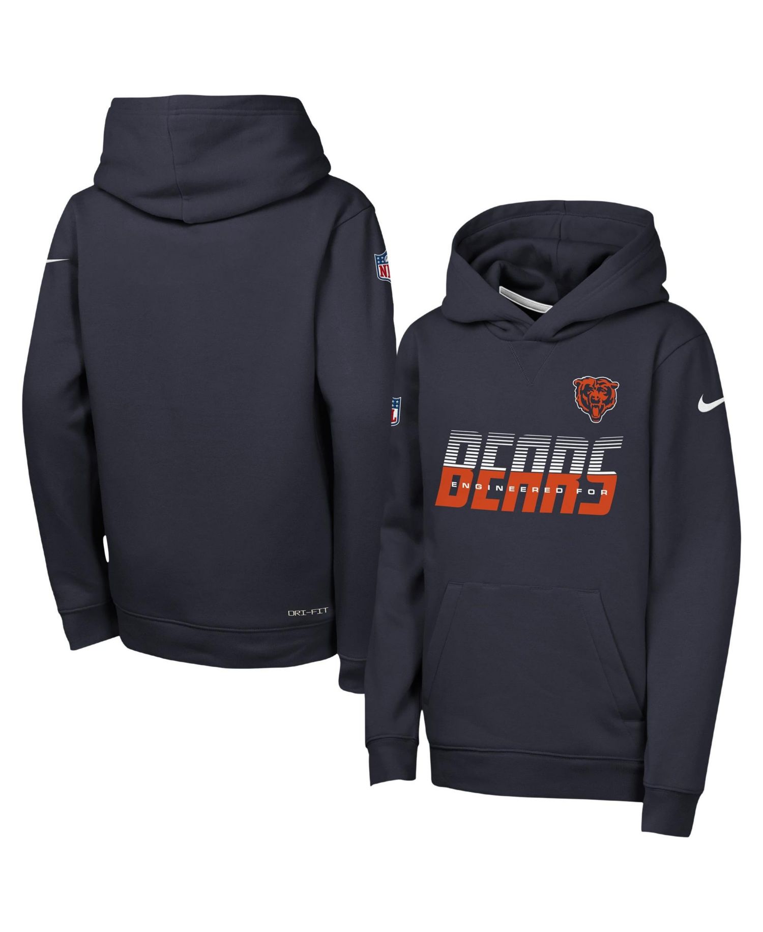 Big Boys and Girls Navy Chicago Bears Sideline Dri-FIT Hoodie