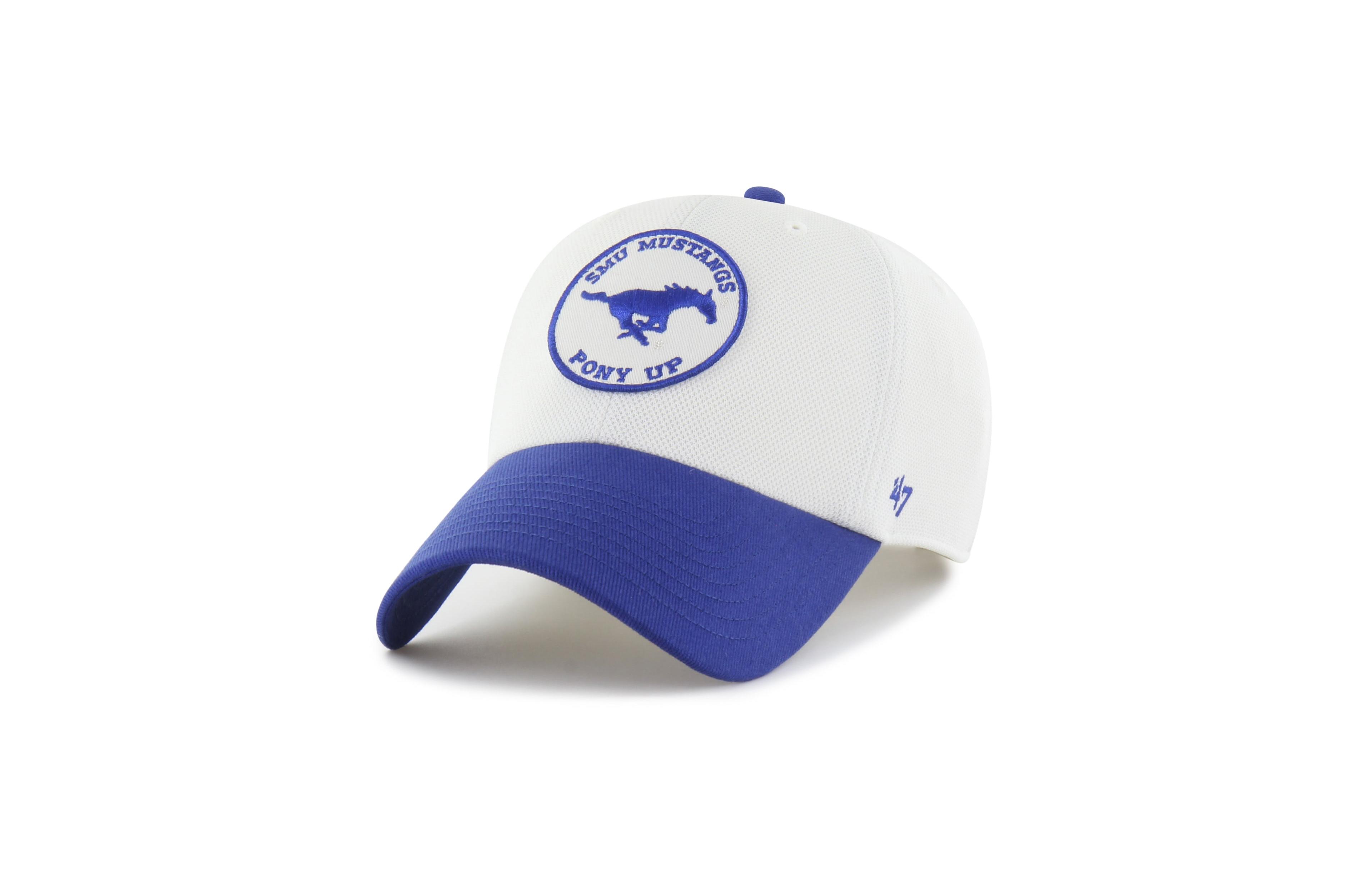 '47 Brand Men's and Women's White/Royal Smu Mustangs Pique Patch Clean Up Adjustable Hat