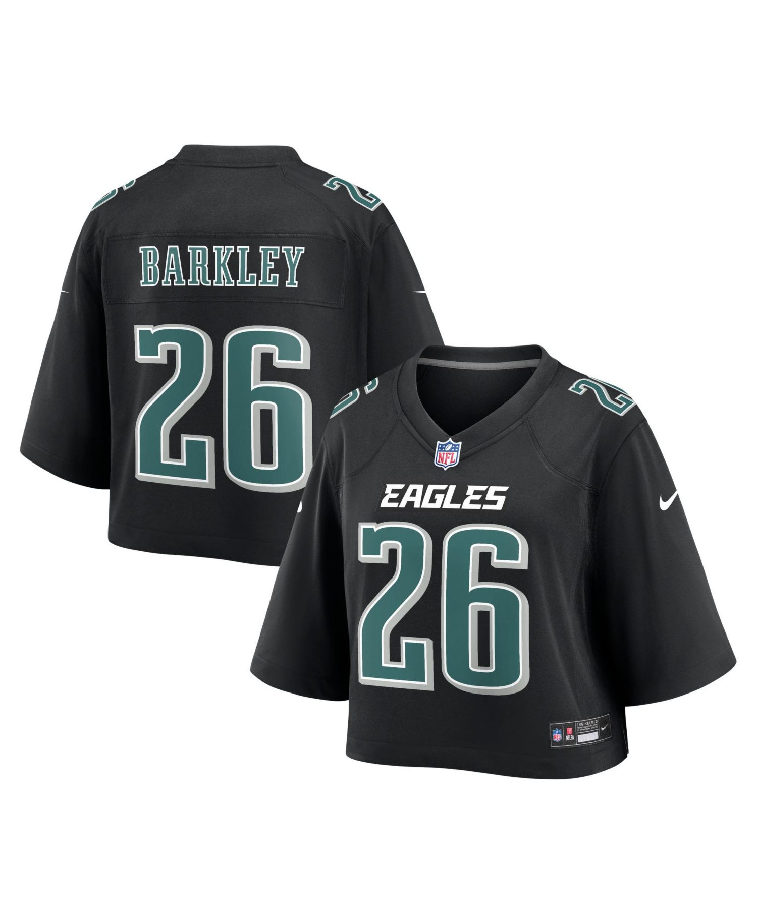 Women's Saquon Barkley Black Philadelphia Eagles Cropped Fashion Game Jersey