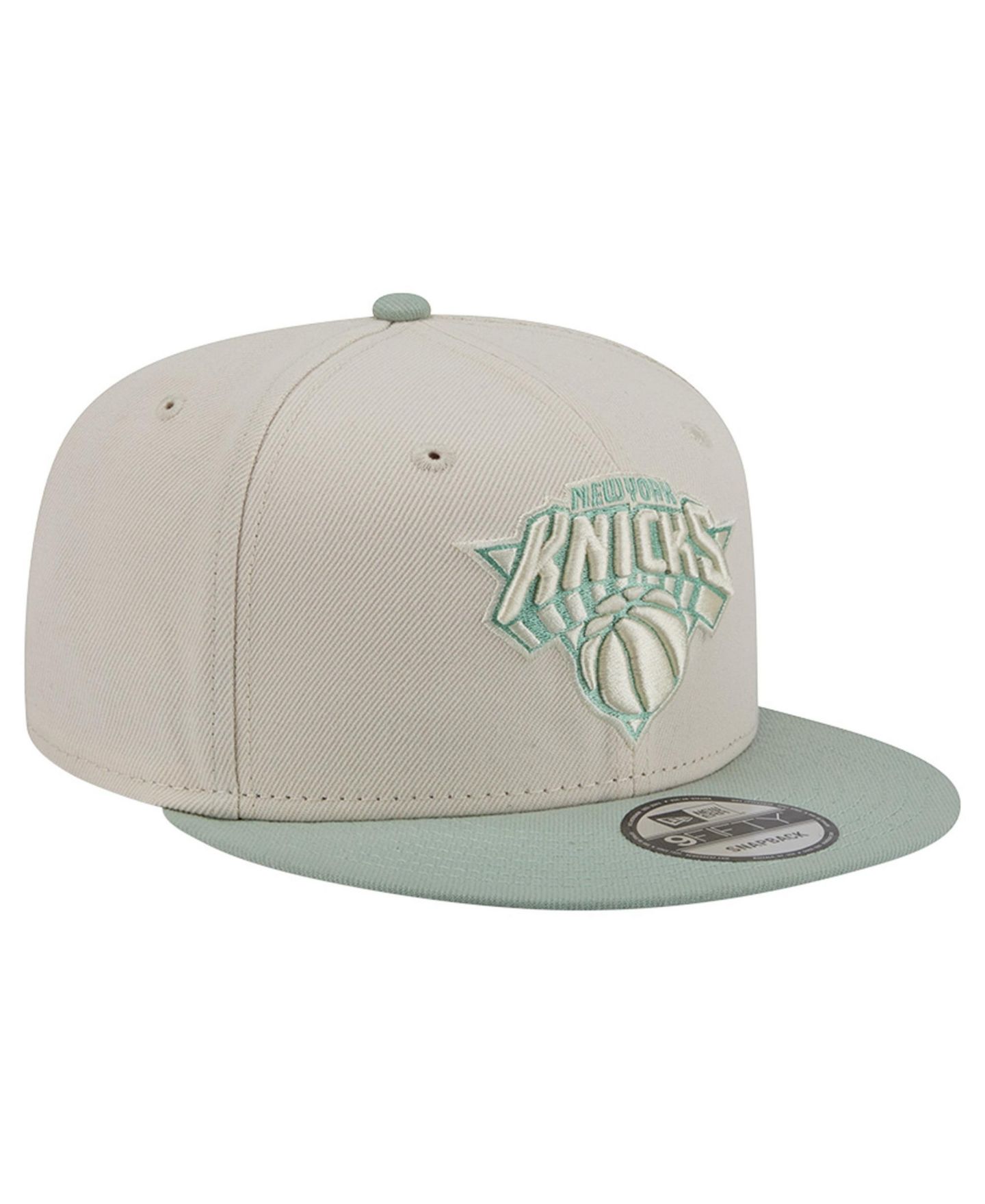 Мужские головные уборы New Era Cream/Light Green New York Knicks Color Pack 9FIFTY Snapback Hat — фото 3